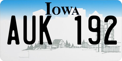 IA license plate AUK192