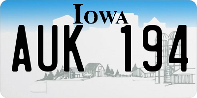 IA license plate AUK194