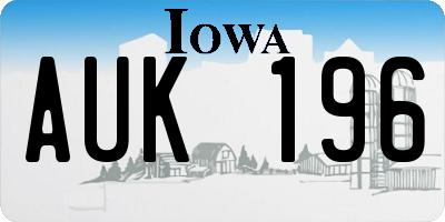 IA license plate AUK196