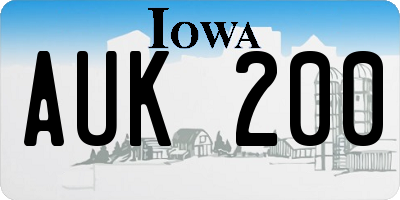 IA license plate AUK200