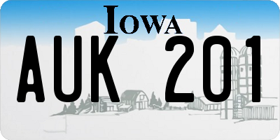 IA license plate AUK201