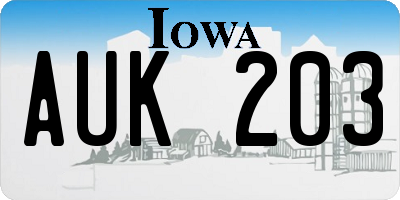 IA license plate AUK203