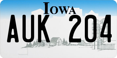 IA license plate AUK204