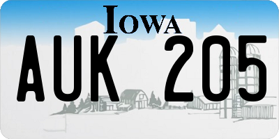 IA license plate AUK205