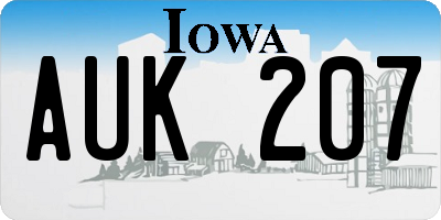 IA license plate AUK207