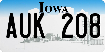 IA license plate AUK208