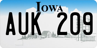 IA license plate AUK209