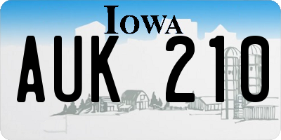 IA license plate AUK210