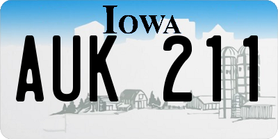 IA license plate AUK211