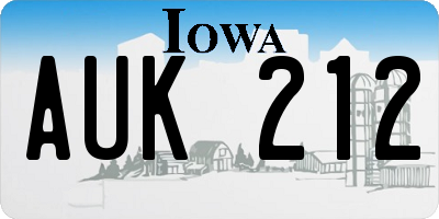 IA license plate AUK212