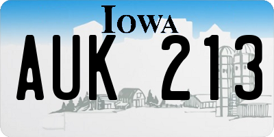 IA license plate AUK213