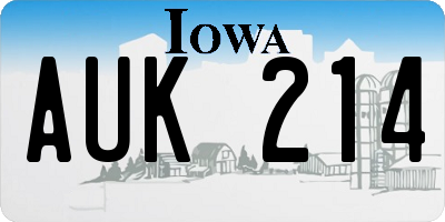 IA license plate AUK214