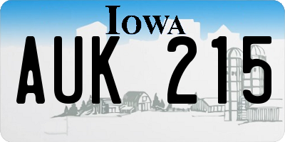 IA license plate AUK215