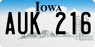 IA license plate AUK216