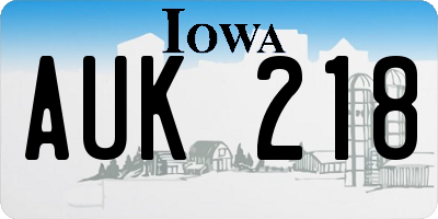 IA license plate AUK218