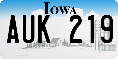 IA license plate AUK219