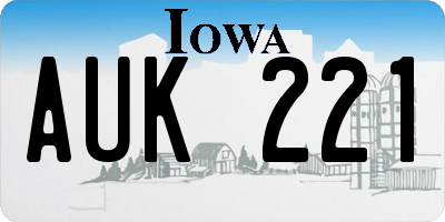 IA license plate AUK221