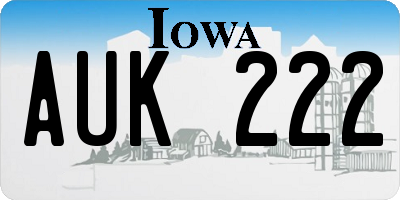 IA license plate AUK222