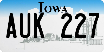 IA license plate AUK227
