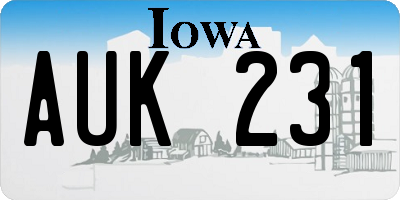 IA license plate AUK231