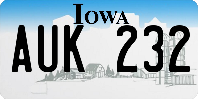IA license plate AUK232