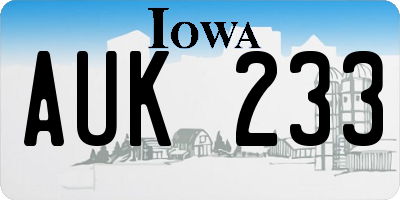 IA license plate AUK233
