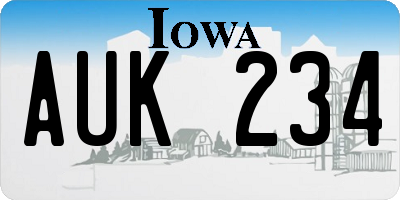 IA license plate AUK234