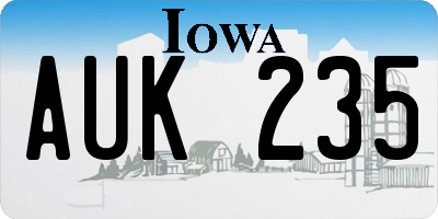 IA license plate AUK235