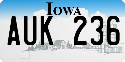 IA license plate AUK236