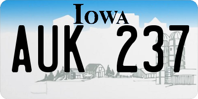 IA license plate AUK237