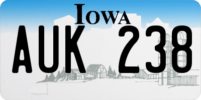 IA license plate AUK238