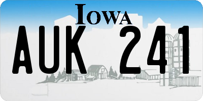 IA license plate AUK241