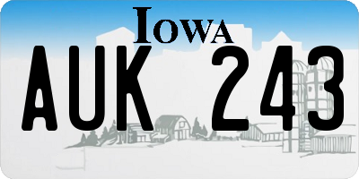 IA license plate AUK243