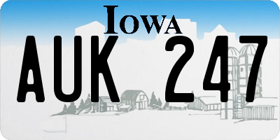 IA license plate AUK247