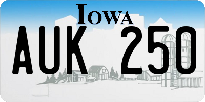 IA license plate AUK250