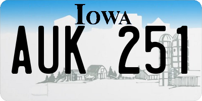 IA license plate AUK251
