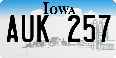 IA license plate AUK257