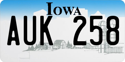 IA license plate AUK258