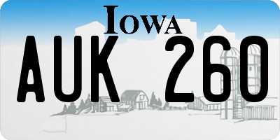 IA license plate AUK260
