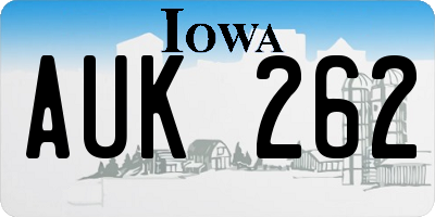 IA license plate AUK262