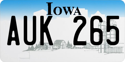 IA license plate AUK265