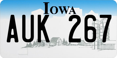 IA license plate AUK267