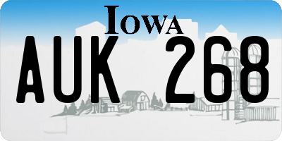 IA license plate AUK268