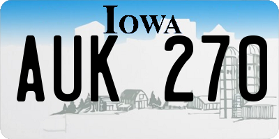IA license plate AUK270