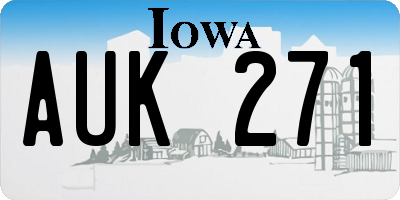IA license plate AUK271