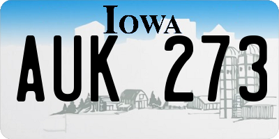 IA license plate AUK273