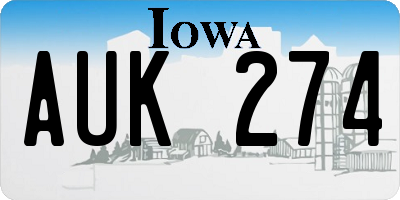 IA license plate AUK274
