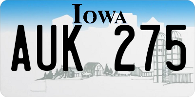 IA license plate AUK275
