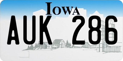 IA license plate AUK286