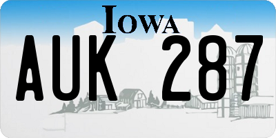 IA license plate AUK287